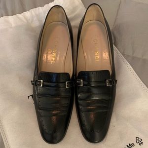 Chanel Interlocking CC Logo Leather Loafers